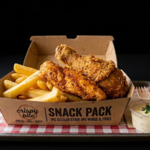 1pc Sizzler Strip, 1pc Wings & Fries Snack Pack